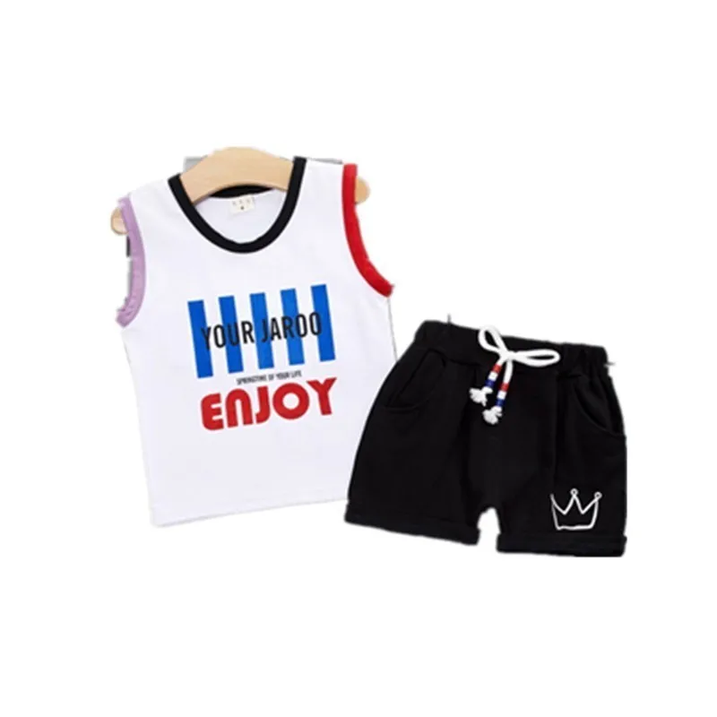

Fashion Children Baby Boys Girls Summer Clothes Kids Letter Suit Vest Shorts 2 Pc/sets Toddler Cotton Clothing Infant Tracksuits
