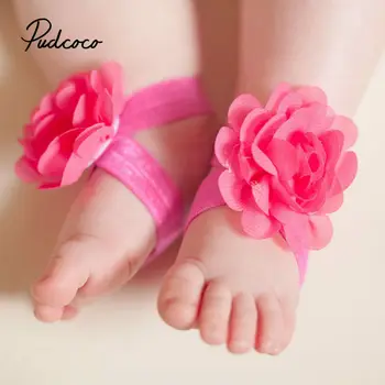 

Newborn Baby Wrist Flower Foot Band Barefoot Sandals Shoes Photo Prop Baby Socks Baby Girl Socks 2019 Fashion New Hot