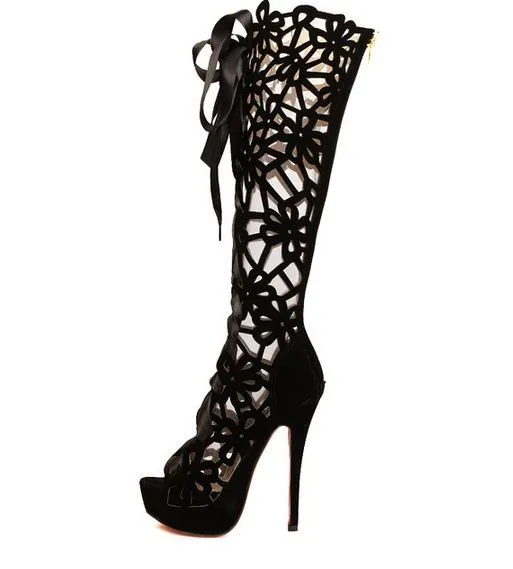 2016 Sexy Over The Knee Thigh High Long Boots Red Bottom Suede ribbon