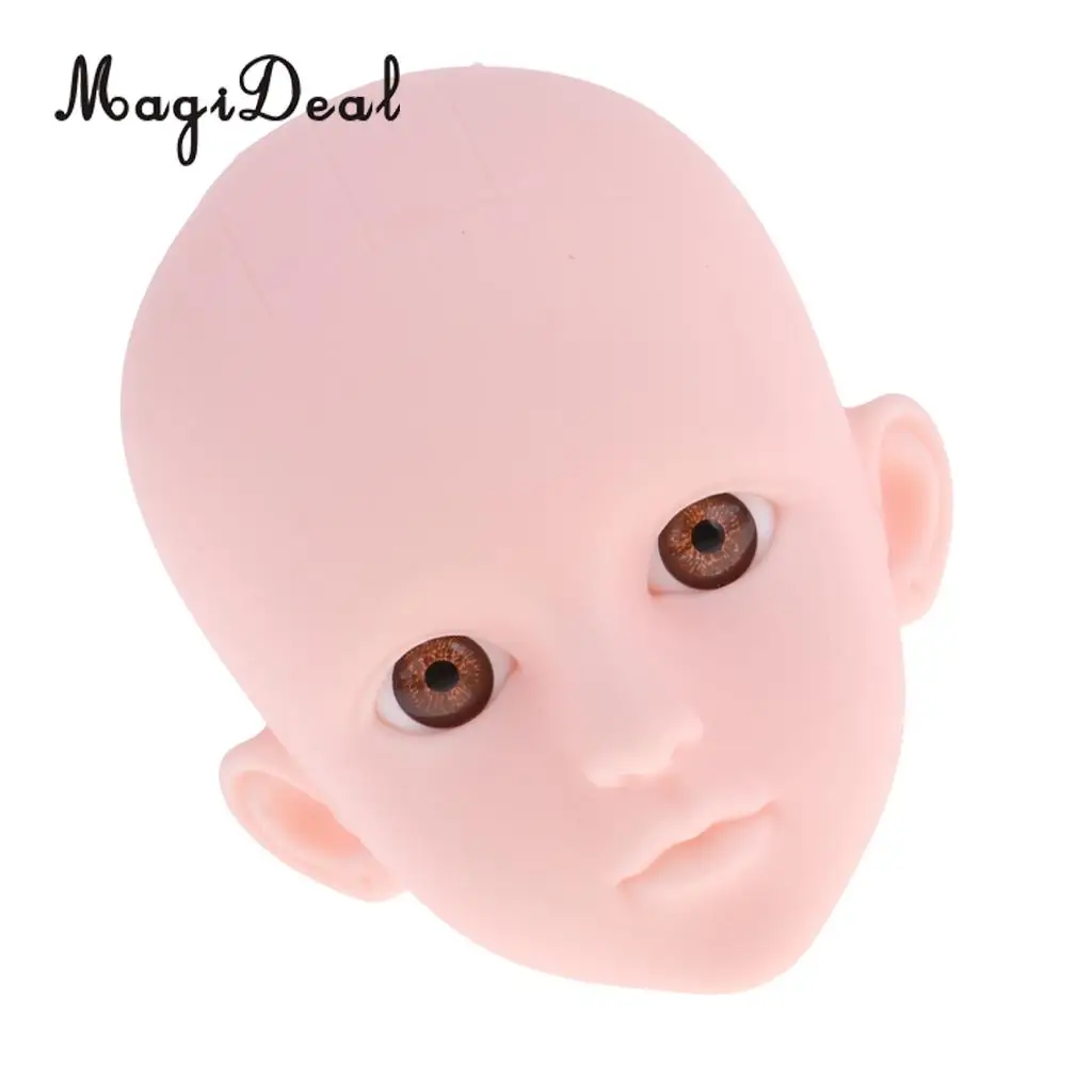 1/4 Female Doll Head Sculpt with Brown Eyes DIY Parts High Quality Plastic for BJD Doll