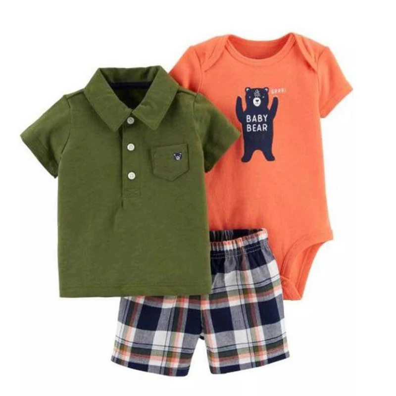 Cartoon t-shirt tops + body + shorts für baby boy kleidung neugeborenen set 2019 sommer outfit neue geboren kleidung anzug trainingsanzug kostüm