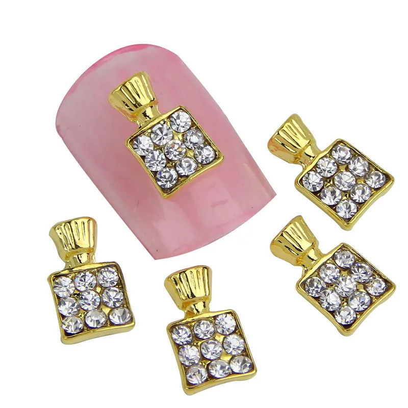 10Pcs/lot Perfume Bottle Shape 3D Nail Charm Glitter Rhinestones ...