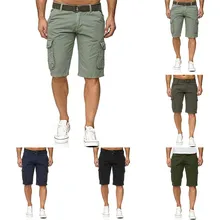 Летние мужские однотонные хлопковые многоцветные комбинезоны с карманами, шорты Карго, короткие штаны, модные уличные мужские короткие штаны D