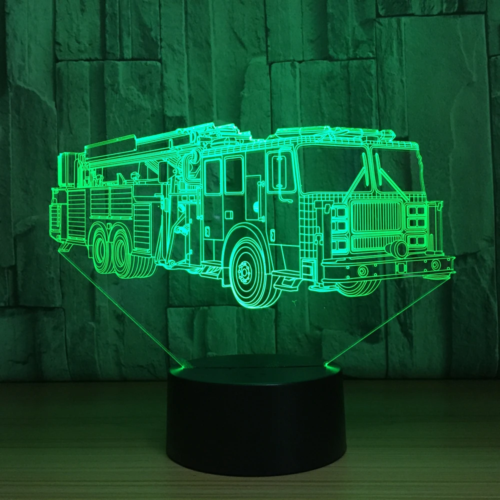  3D Fire Engine Modelling Table Lamp 7 Colors Changing Fire Truck Car Night Light USB Sleep Light Fi - 32883025120