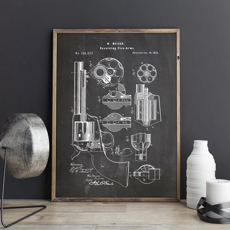 Hand Gun Patent Poster Home Decor