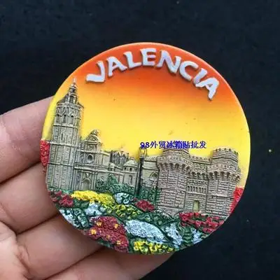 Креативный испанский магнит для путешествий, холодильник, Мадрид, Valencia, смола, 3D магнитный стикер на холодильник, сувенир для путешествий, украшения для кухни - Цвет: see chart