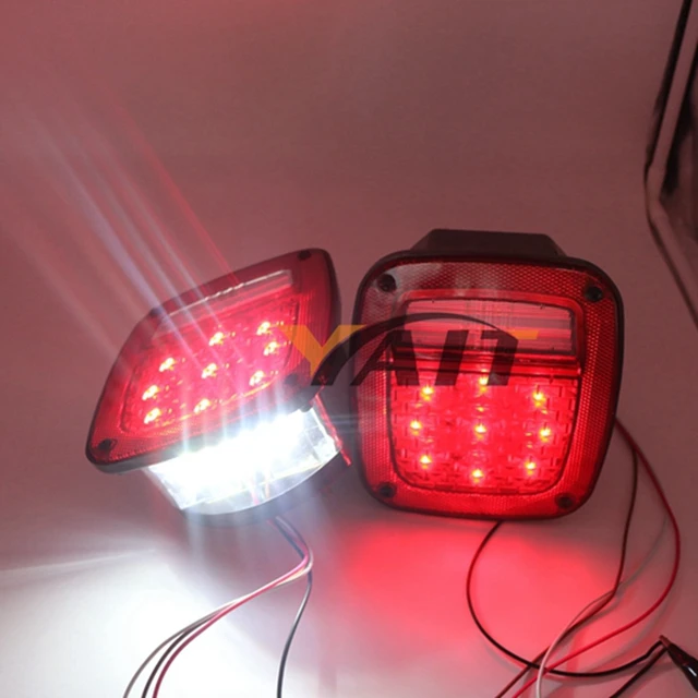 FOR Jeep CJ7 CJ8 YJ TJ LJ Replacement Tail Lights RED LENS With LED