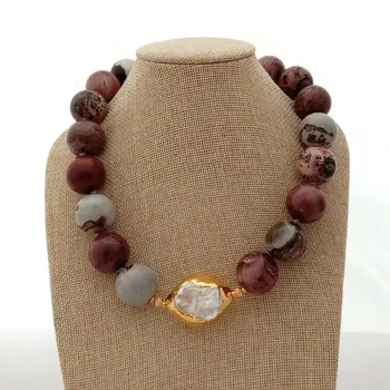 

22MM 19'' Picture Stone Smooth Round White keshi Pearl Necklace
