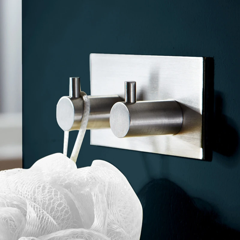 

Enipate Bathroom Wall Hanger Stainless Steel Stick on Adhesive Robe Towel Family Kitchenroom Door Bathroom Hardware S/M/L