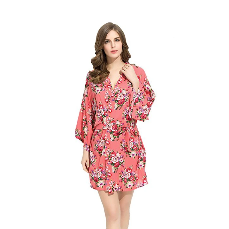 Cotton Wedding Dressing Gowns Bride Mini Robe Kimono Robe Sexy Bridal Party Robe Women's Short