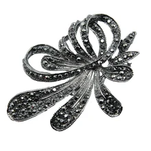 Винтажный черный жемчужный цветок с кристаллами стразами брошь розетка шпильки для женщин элегантное свадебное Ювелирное Платье хиджаб ювелирные изделия