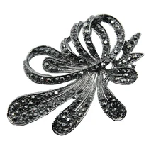 Vintage negro perla cristal Rhinestone flor broche alfileres de roseta para las mujeres elegante boda joyería vestido Hijab joyería