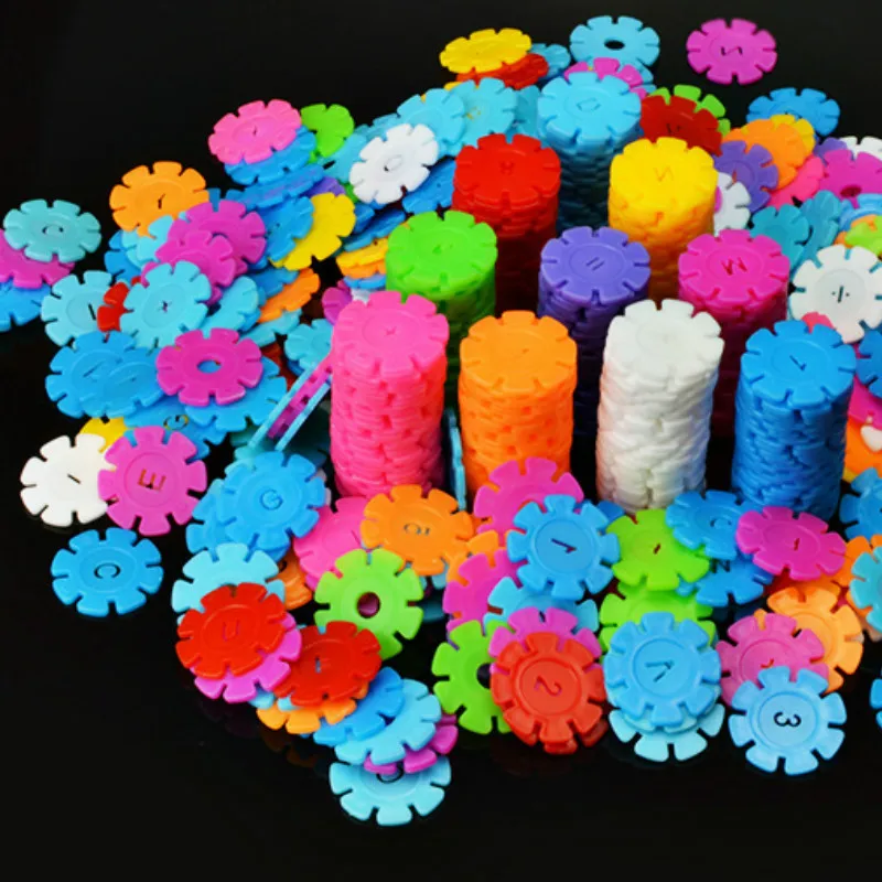 100 шт./компл. многоцветный Монтессори DIY Снежинка Building Block соединительные блоки творческие обучающие игрушки для детей - Цвет: 100psc