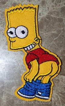 

HOT SALE! Yellow Bart Son Homer Cartoon Iron On Patches, sew on patch,Appliques, Made of Cloth,100% Quality