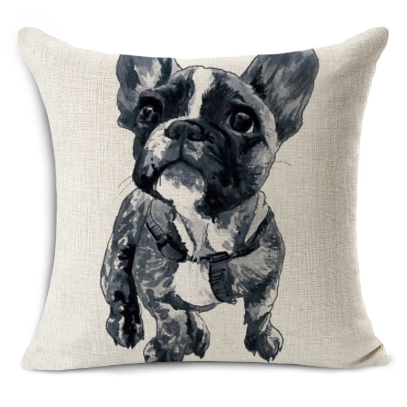 Linen Cotton Decorative Dog Printed Chair Cushion Throw Pillows Bulldog Pillow Cojines Vintage Nordic Style Kids Decoration Linen Cotton Decorative Dog Printed Chair Cushion Throw Pillows Bulldog Pillow Cojines Vintage Nordic Style Kids Decoration