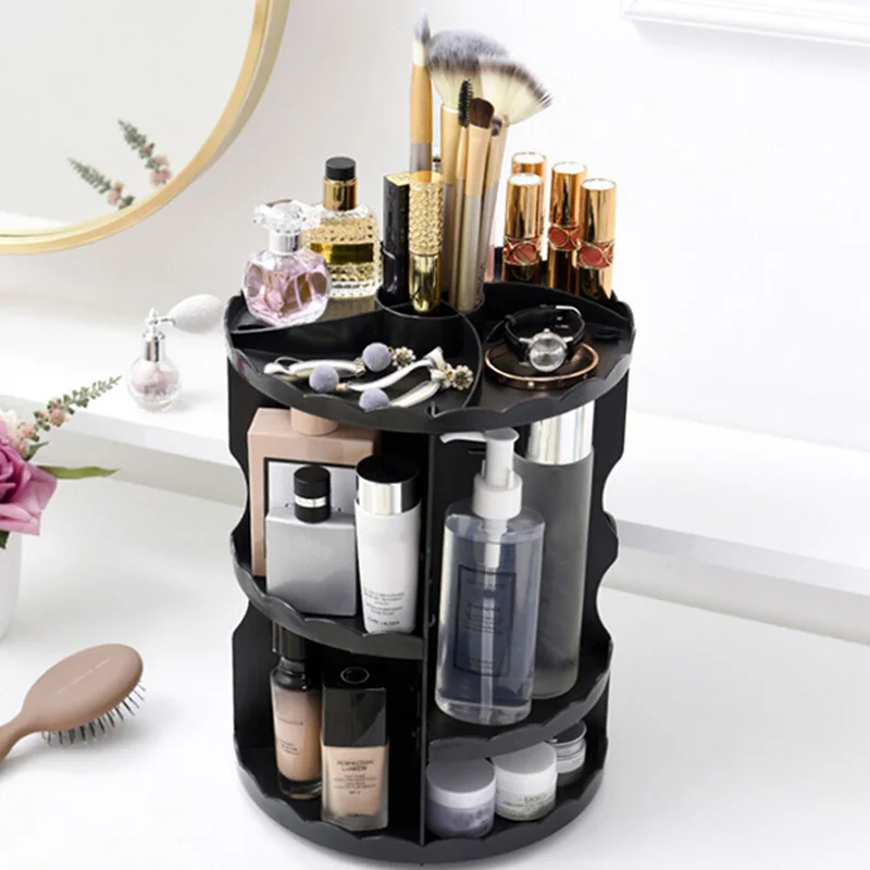  Cosmetics Rack Bathroom Organizer Rack 360 Rotating Adjustable Makeup Organizer Shelf Storage Box f