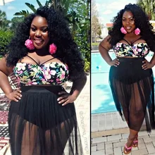 Новейшая модель; пикантные цветочный кружевной кроп-топ чисто Длинная пляжная юбка крышку ИБП плюс Размеры Cover Up купальник купальные костюмы Для женщин