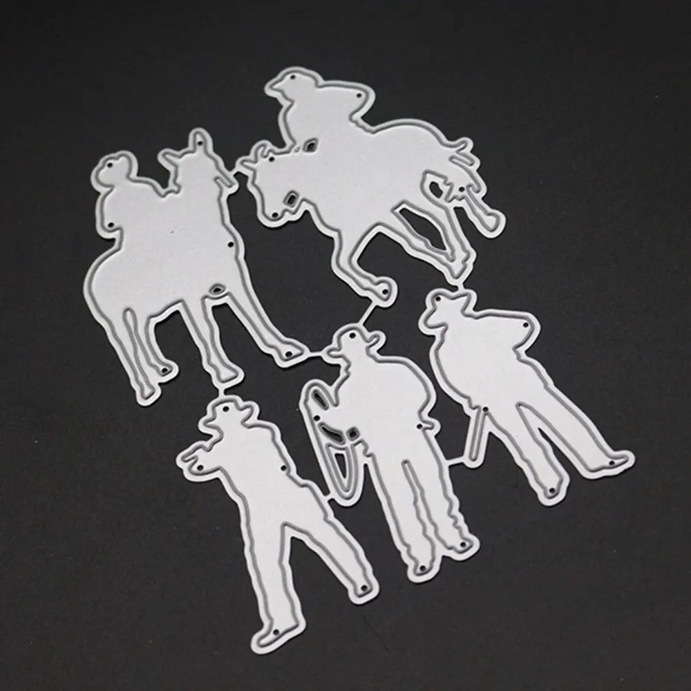 

Cowboy Horse Riding Metal Cutting Dies Stencil for DIY Scrapbooking Dies Carbon Craft Cut Die Photo Invitation Cards Decoration