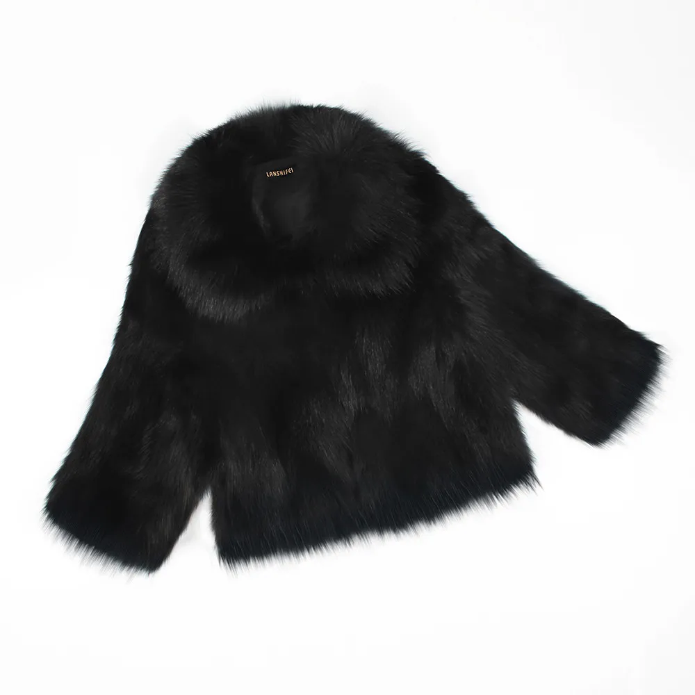 Винтажное пушистое пальто из искусственного меха, женское короткое меховое пальто, зимняя теплая верхняя одежда, черное модное пальто, Осенние Повседневные Вечерние пальто - Цвет: Черный
