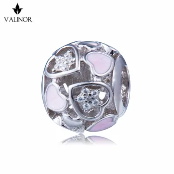 

Pink pearly heart 925 Sterling Silver Tropical Fish And Water plants tailBeads Charms Fit Bracelets DDBJ091