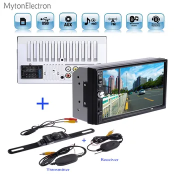 

Car Wireless Rear view Backup parking camera + 2 DIN Bluetooth Audio 7" HD Touch screen Radio mutimedia MP5 Player USB TF AUX