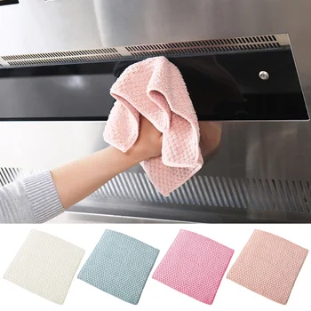 

10PCS Household Kitchen Towels Scallop Coral Pile Microfiber Double Wash Towel Water Absorbent Hand Cleaning Cloth