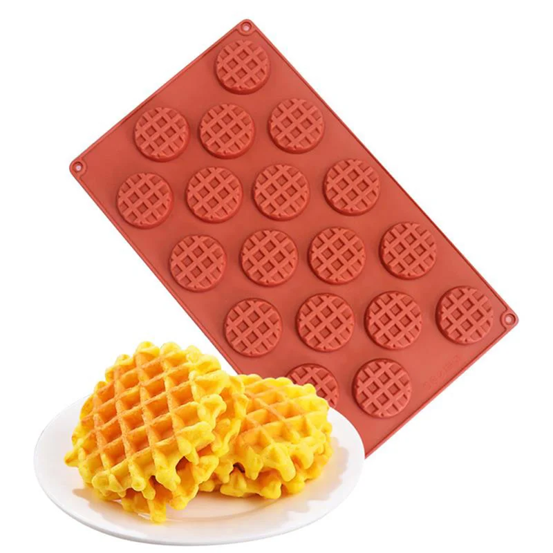 

Practical Silicone DIY 18 Holes Round Waffles Cookie Stencil Chocolate Candy Bar Mold Fondant Soap Molds Cake Decorating Tools