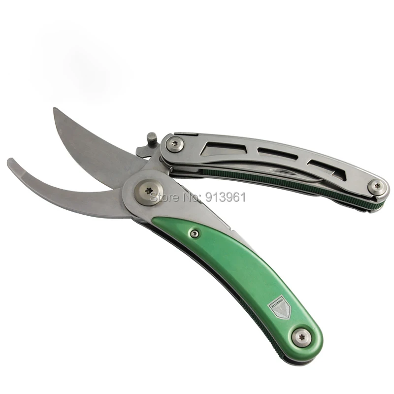 Multi Function Garden Branch Scissors Stainless Steel Blade Green