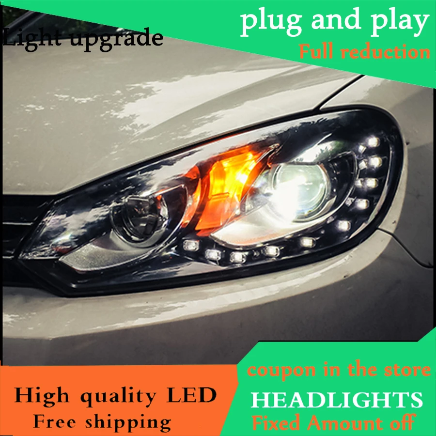 

Car Styling Head Lamp Case For VolksWagen Golf 6 MK6 Headlights 2009-2013 LED Headlight DRL Bi Xenon Lens High Low Beam Parking
