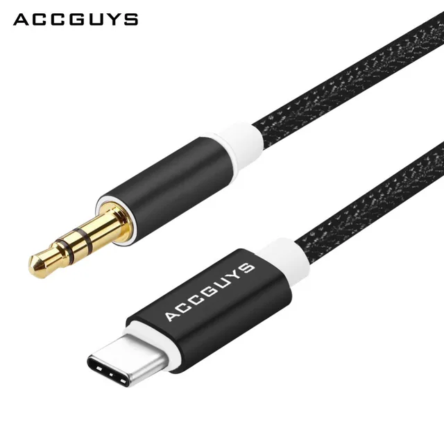 Aux Cable Car Type C to 3.5mm Jack Audio Cable Nylon Kabel Male to Male