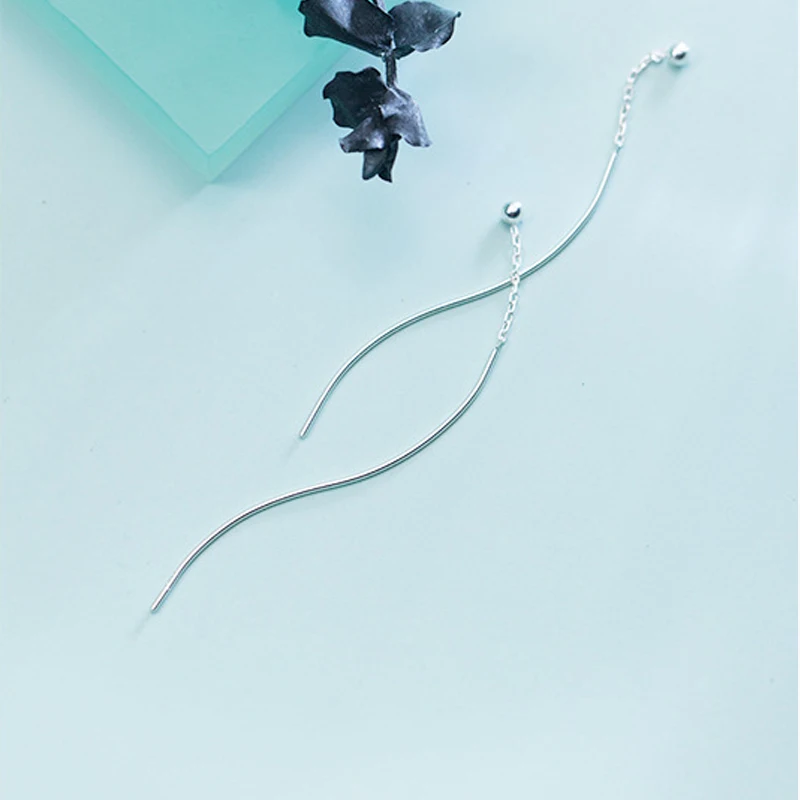 INZATT Real 925 Sterling Silver MInimalist Geometric Twisted stick Tassel Drop Earrings For Women Fine Jewelry OL Accessories - Image 4