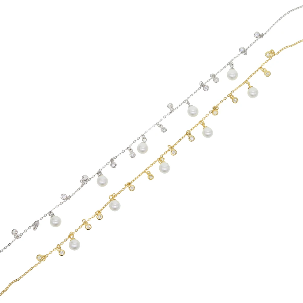 Новое поступление, летнее золотое ожерелье с пресноводным жемчугом, очаровательное женское ожерелье из стерлингового серебра 925 пробы, капельное cz, эффектное колье, ювелирные изделия