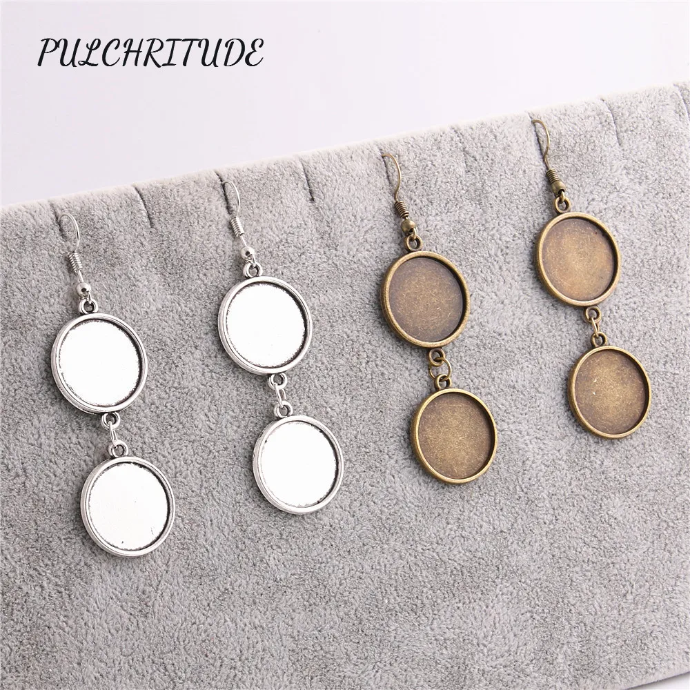 

PULCHRITUDE Metal Alloy Antique Silver 12pcs Fit Round 18mm 18mm Cabochon Settings Diy Earrings Back Diy Jewelry Making C1401