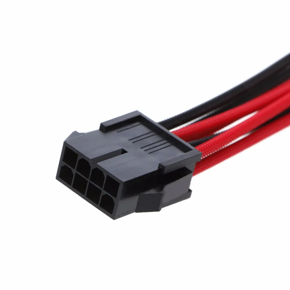 1Pc CPU 8Pin ATX CPU Power Supply Female to Male Power Extension Cable Black Red Sleeved 5