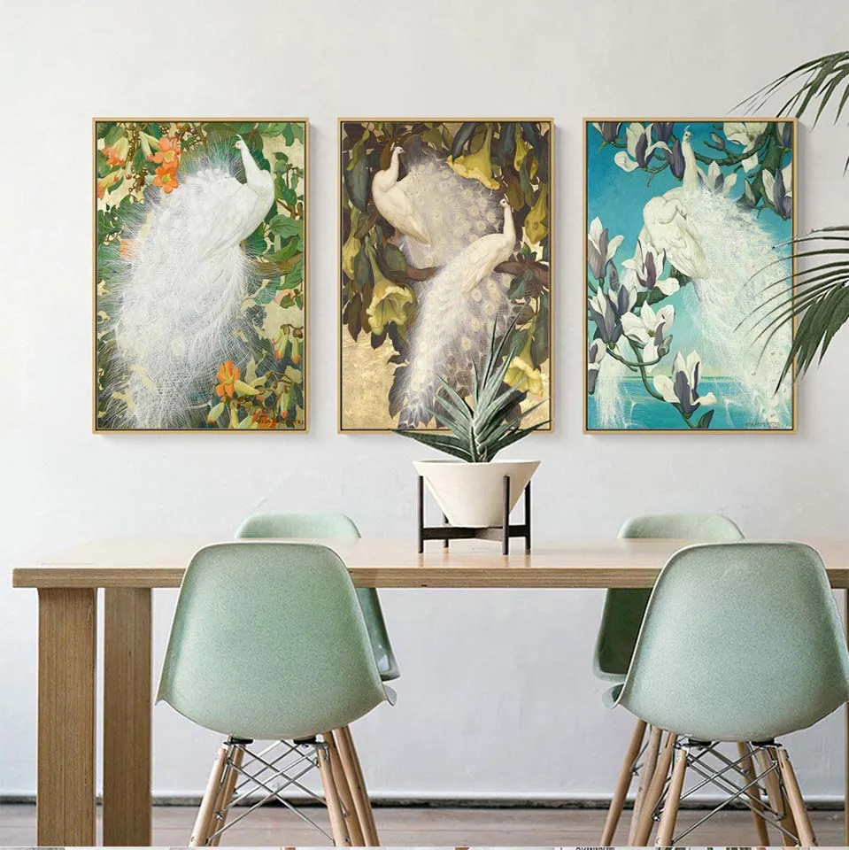Vinsonloud Nordic Decoration Wall Art Canvas Poster Print Painting Decorative Picture for Living Room Peacock figure | Дом и сад