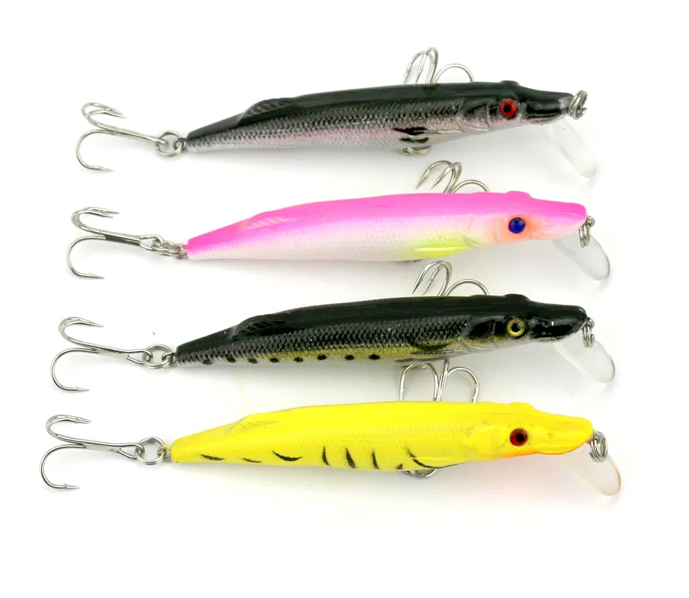 Big Sale 4pcs Artificial Minnow Fishing Lures Hard Plastic Fake Swimbait 3D Fish Eye Crankbait Hooks Carp 9cm 6.1g | Спорт и