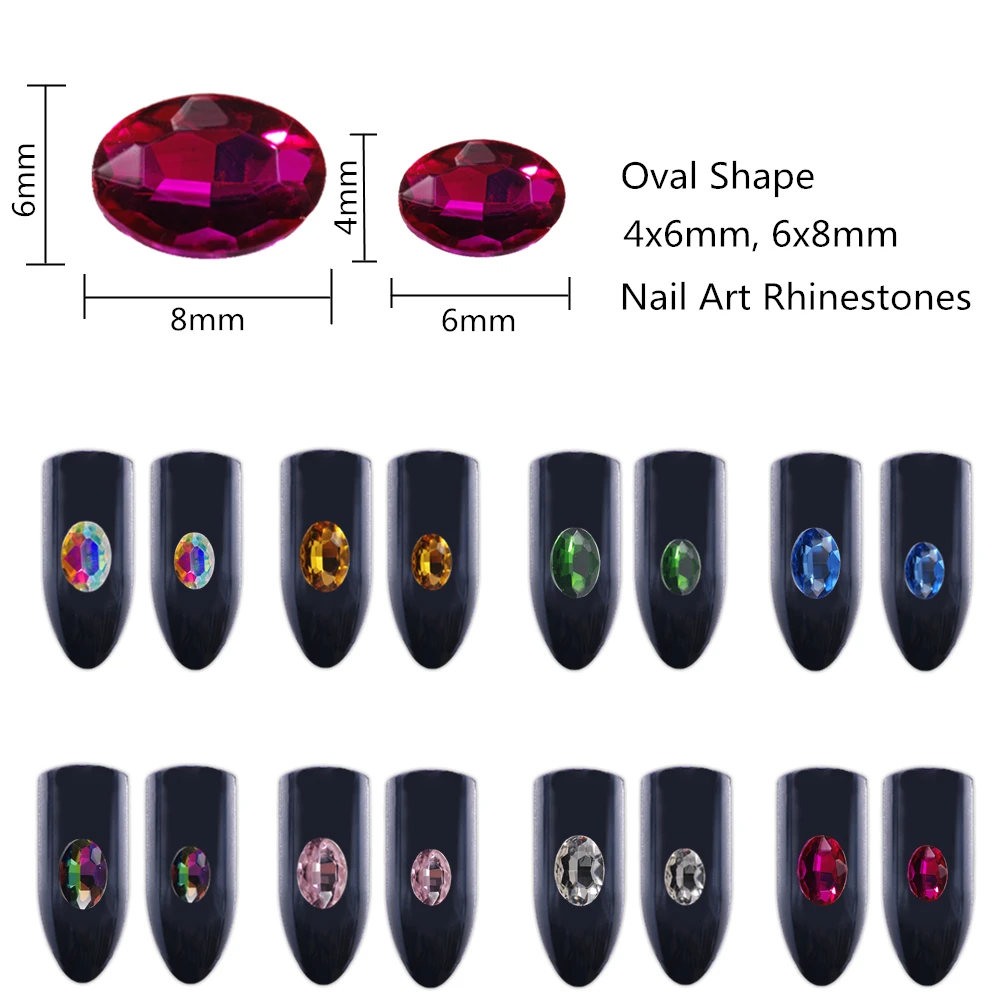 4*6 мм 20 шт. Дизайн ногтей украшения Разноцветные кристаллы 3D овальные Стразы овальная форма Ретро дизайн аксессуары используется гвозди