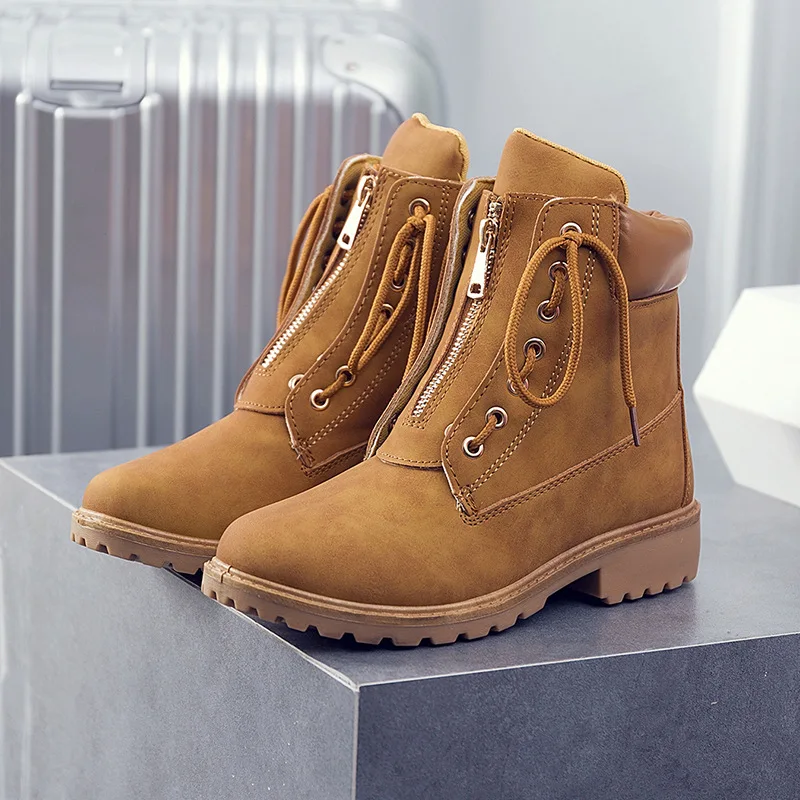 

2019 New Women boot Autumn Winter Shoes Women Flat Heel Boots Fashion Women's snow Boots Brand Woman Ankle Botas Hard Outsole