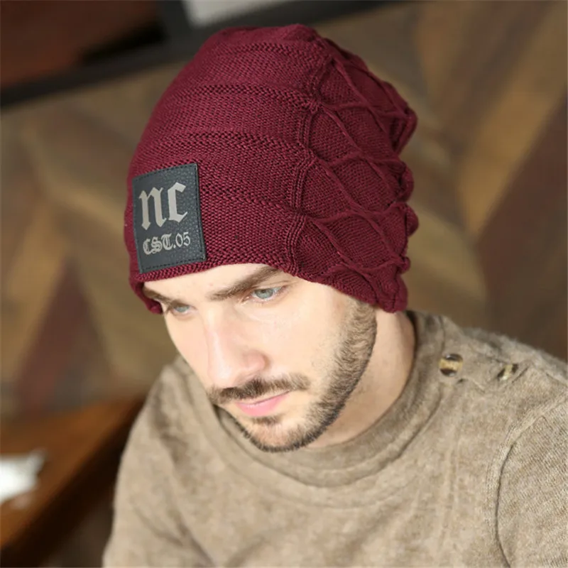 Мужская зимняя Лыжная Шапочка Gorro Gorros De Lana Gorras теплая шапка Chapeu Cappelli Beanies Bonnet Masculino Casquette Toca головные уборы - Цвет: B Burgundy