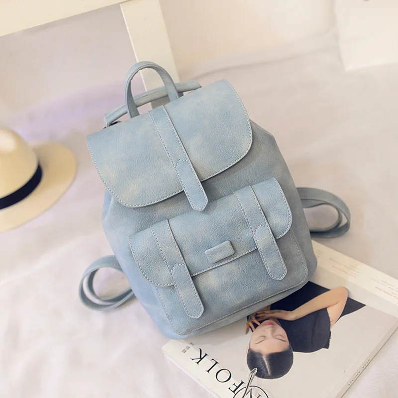 Женский рюкзак от известного бренда, Одноцветный винтажный школьный рюкзак для девочек, черный/серый/синий женский рюкзак из искусственной кожи, Новинка