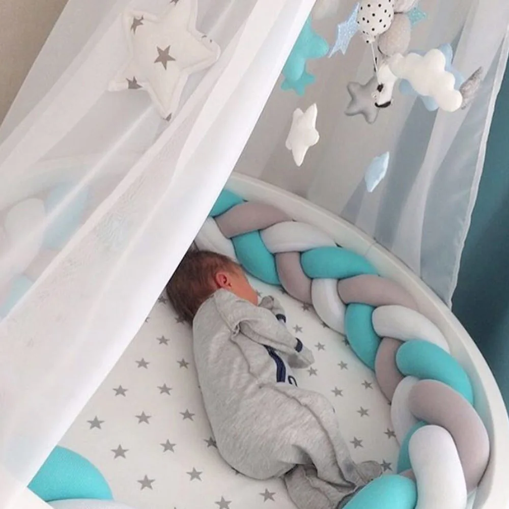 1.5M Length Knot Newborn Baby Bed Bumper Long Knotted Braid Infant Room Crib Decor Baby Bumpers