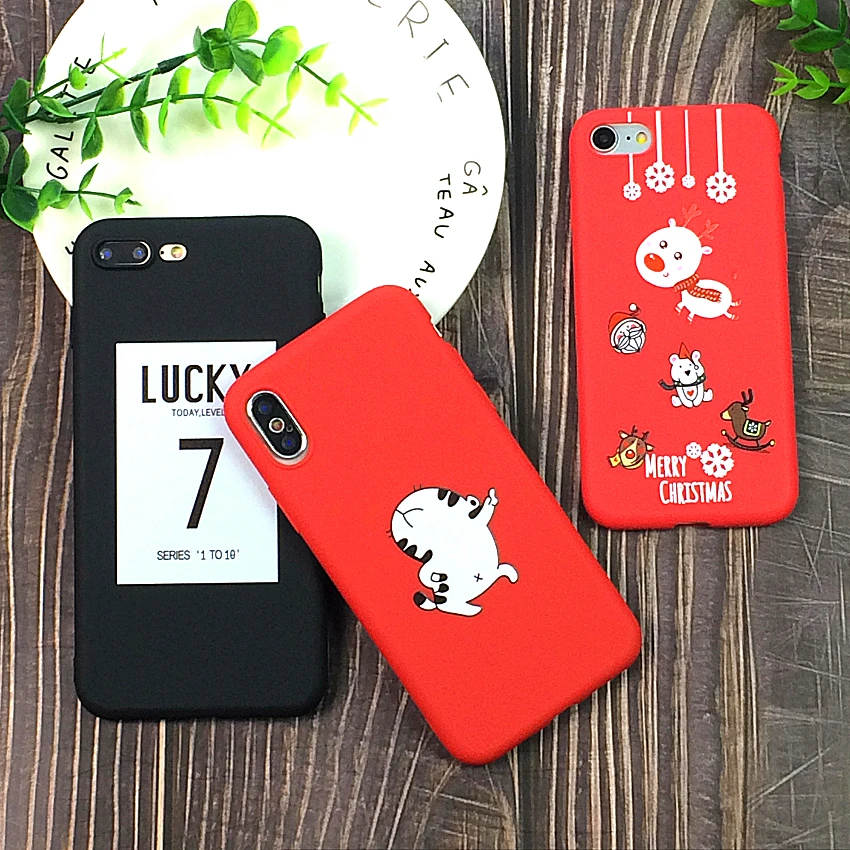 Чехол для телефона iPhone 6 6S 7 8 Plus X Мода милый мультфильм Рождество Прекрасный Санта