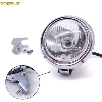 

ZORBYZ Motorcycle Chrome Round Headlight Head Light With Mount Bracket For Harley Honda Yamaha Custom