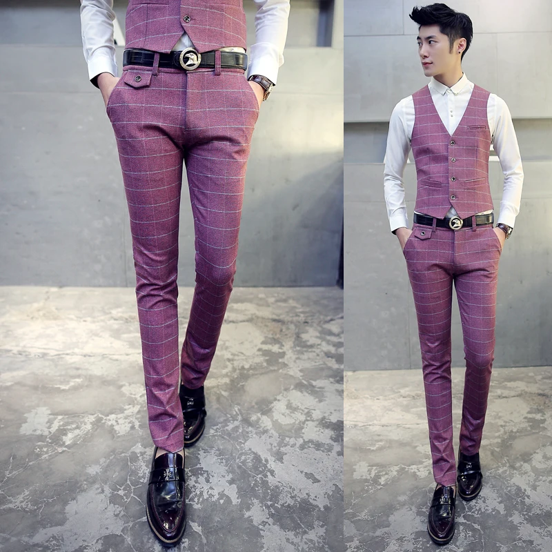 Men Plaid Formal Dress Pants Autumn Suit Thick Slim Casual Men Plaid Formal Dress Pants Autumn Suit Thick Slim Casual Trousers Red Business Wedding High Quality In From S Clothing