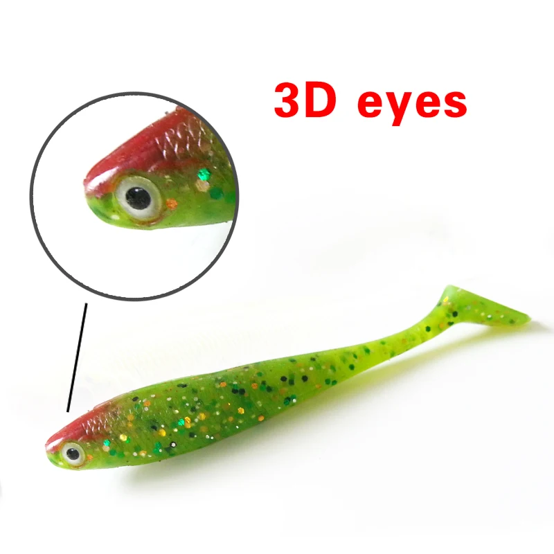3Pcs/lot Fishing lures 6.2g 9.5cm Soft Worm Lure 3D eyes multiple Colour silicone Artificial Fake Bait fishing wobblers Pesca