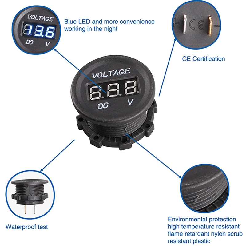 JX-LCLYL 8 Gang Rocker Switch Voltmeter Dual USB Power Socket Panel for Car Marine Boat