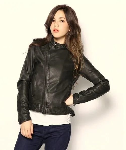 Hot Best Selling Japanese Style Short Genuine Leather Jacket Women