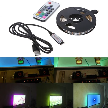 

USB 5V RGB LED Strip 5050 60LEDs/m with 17Key RF Controller 1m/2m/3m Set
