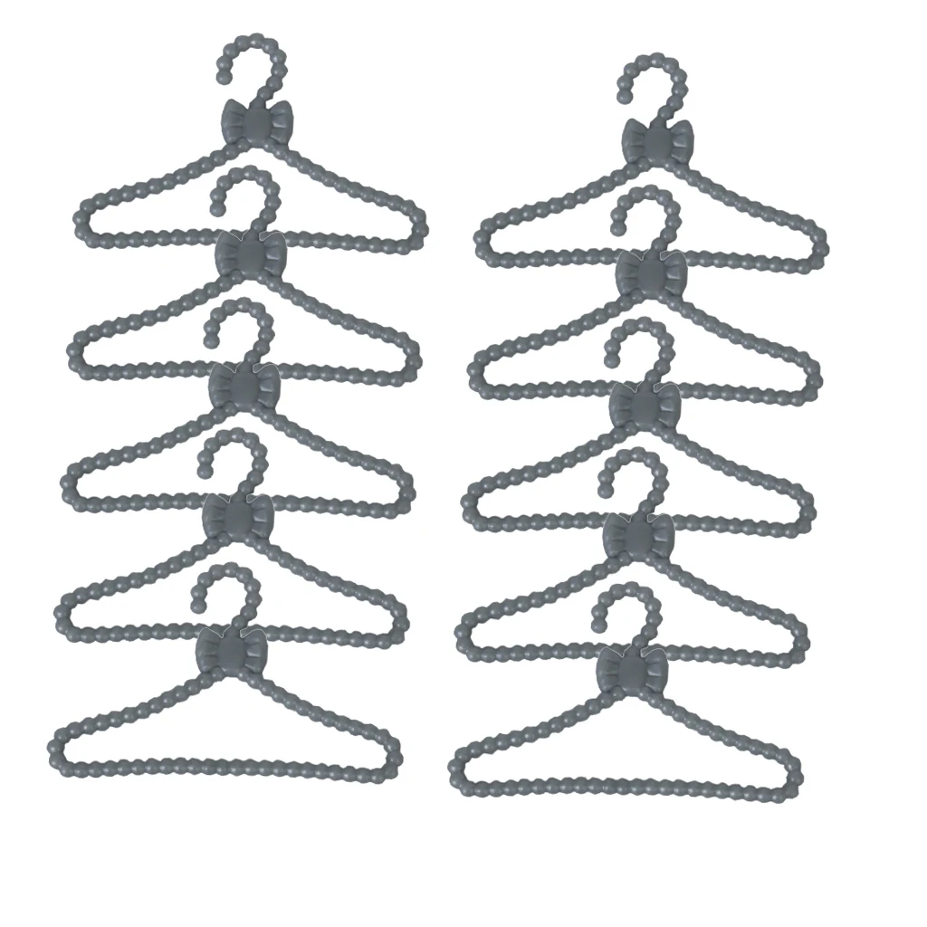 Doll Cute Plastic Clothes Hanger Rack Coat Hanging Dollhouse Wardrobe accessory FOR  size dolls Pack of 12 Pcs