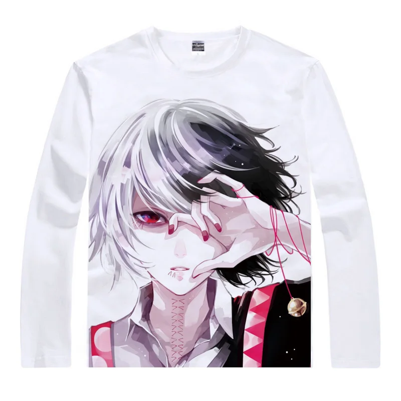 COOLPRINT Кен Kaneki футболка Для мужчин Хейз Сасаки футболка Токио Упырь с длинным рукавом футболки бойфренд подарок Повседневная футболка Винтаж - Цвет: Style 1